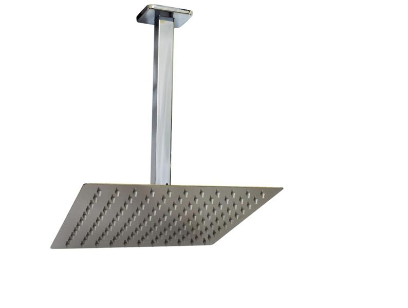 Imagem de Ducha Chuveiro Quadrada Slim 25x25 cm Inox 201 com Braço de Teto com 40 cm Cromado