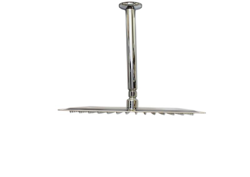 Imagem de Ducha Chuveiro Quadrada Slim 30x30 cm Inox 201 com Braço Suporte de Teto Redondo Cromado