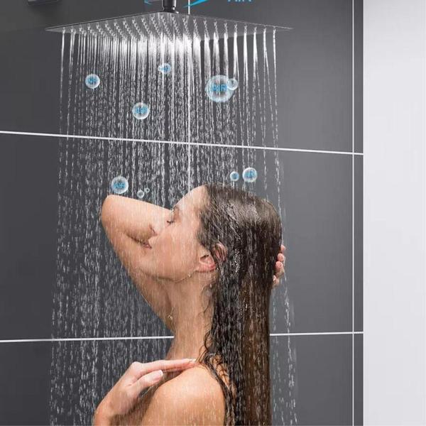 Ducha Chuveiro Teto 30X30 Slim Inox Com Braço 25Cm Solar Gás - Dekcasa Imagem de Ducha Chuveiro Teto 30X30 Slim Inox Com Braço 25Cm Solar Gás
