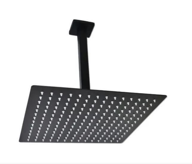 Ducha Cromada 30cm. Slim Quadrado Preto Fosco Para Teto - Sollux Imagem de Ducha Cromada 30cm. Slim Quadrado Preto Fosco Para Teto