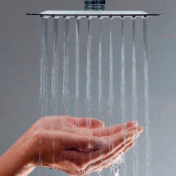 Ducha de Inox Quadrada 25x25 cm de Teto Cromada Braço Redondo PEX Imagem de Ducha de Inox Quadrada 25x25 cm de Teto Cromada Braço Redondo PEX