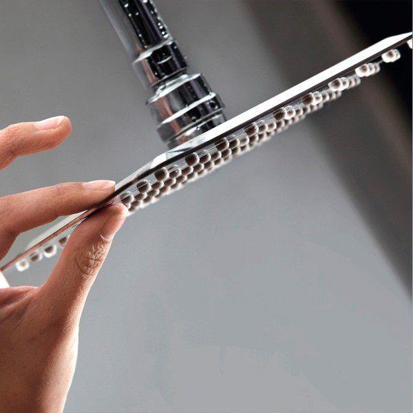 Ducha de Inox Quadrada 25x25 cm de Teto Cromada Braço Redondo PEX Imagem de Ducha de Inox Quadrada 25x25 cm de Teto Cromada Braço Redondo PEX