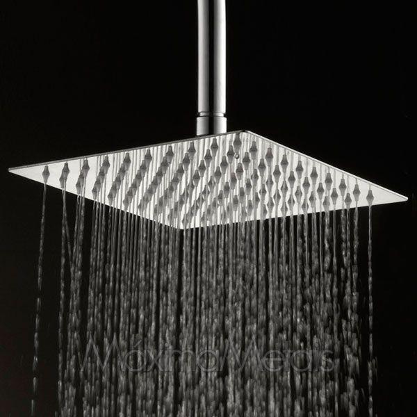 Ducha de Inox Quadrada 25x25 cm de Teto Cromada Braço Redondo PEX Imagem de Ducha de Inox Quadrada 25x25 cm de Teto Cromada Braço Redondo PEX