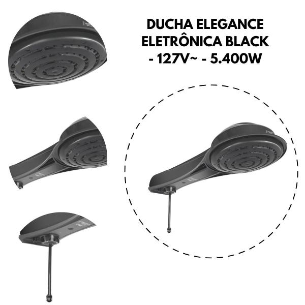 Ducha Elegance Eletrônica Black - 127V~ - 5.400W - Fame Imagem de Ducha Elegance Eletrônica Black - 127V~ - 5.400W - Fame