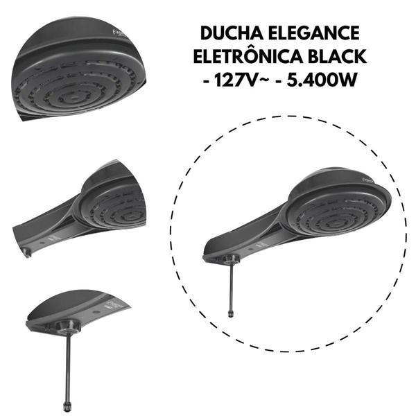 Imagem de Ducha Elegance Eletrônica Black - 127V~ - 5.400W - Fame