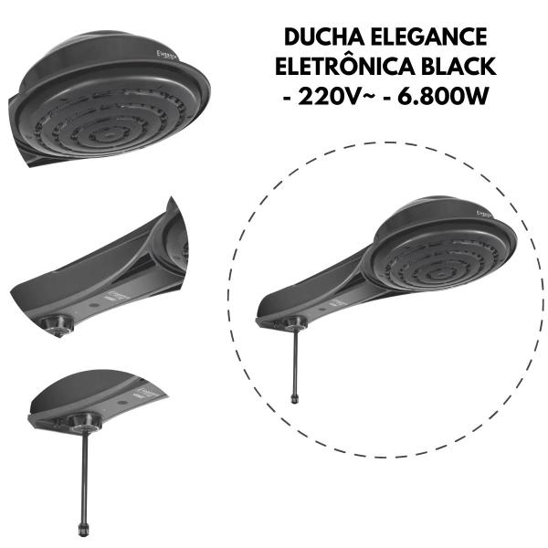 Imagem de Ducha Elegance Eletrônica Black - 220V~ - 6.800W - Fame