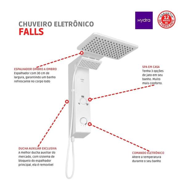 Imagem de Ducha Eletrônica Falls 127v 5500w Branco Hydra