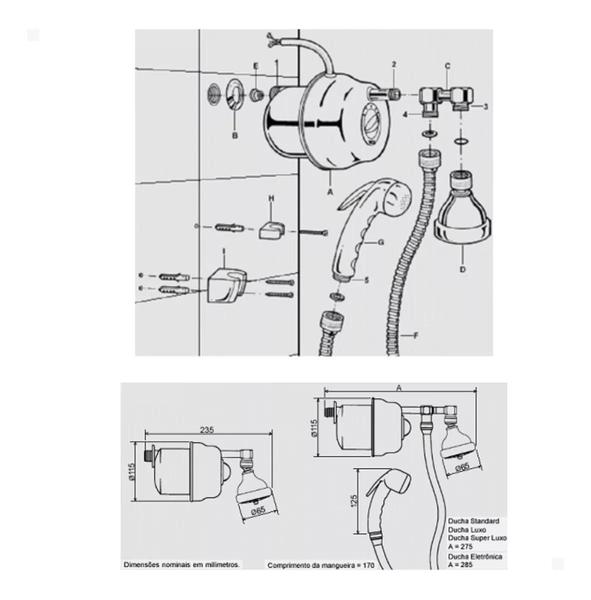 Imagem de Ducha Eletrônica Luxo C/ Resistência Blindada Cardal 220v