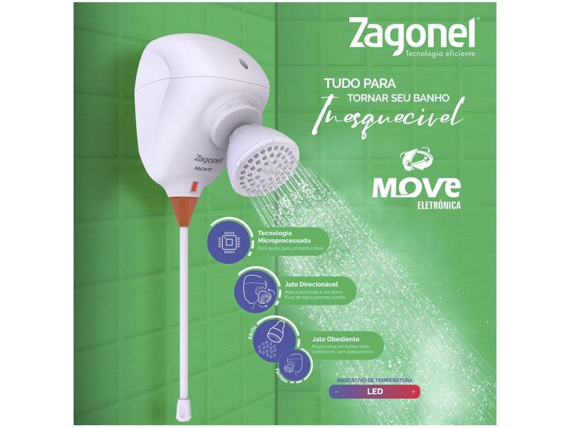 Imagem de Ducha Eletrônica Zagonel Move 5500W Circular - Angular Branca Temperatura Gradual com Chuveirinho