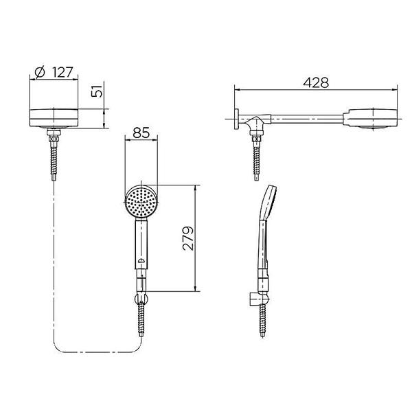 Imagem de Ducha Fria com Desviador Cromada TechnoShower 1511606 Docol