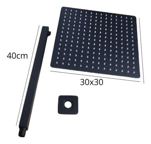 Ducha Fria Para Piscina Preto Fosco 30x30 Braço 40cm Em Inox - Be Cazza Imagem de Ducha Fria Para Piscina Preto Fosco 30x30 Braço 40cm Em Inox