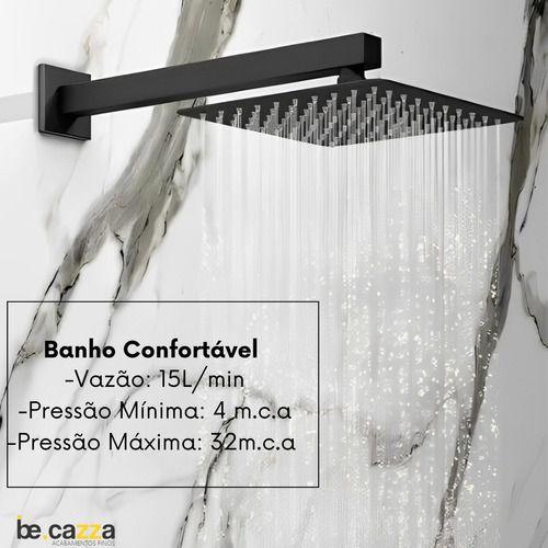 Ducha Fria Para Piscina Preto Fosco 30x30 Braço 40cm Em Inox - Be Cazza Imagem de Ducha Fria Para Piscina Preto Fosco 30x30 Braço 40cm Em Inox
