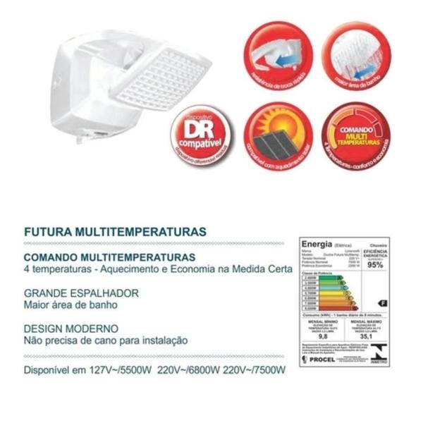 Imagem de Ducha futura multi temperaturas 127 volts 5500 watts lorenzetti