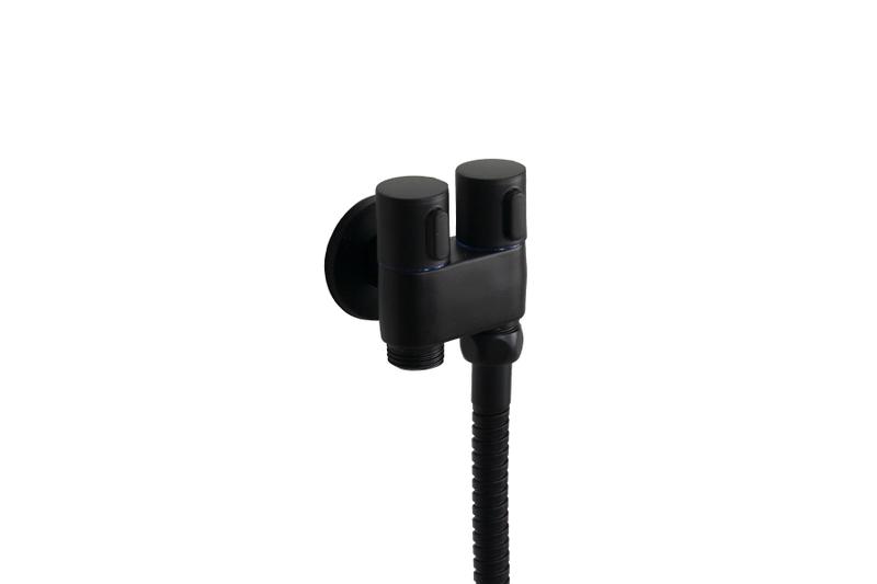 Ducha Higiênica 2 Jatos Preto Fosco ABS com Registro com Derivação - AMG Metais Imagem de Ducha Higiênica 2 Jatos Preto Fosco ABS com Registro com Derivação