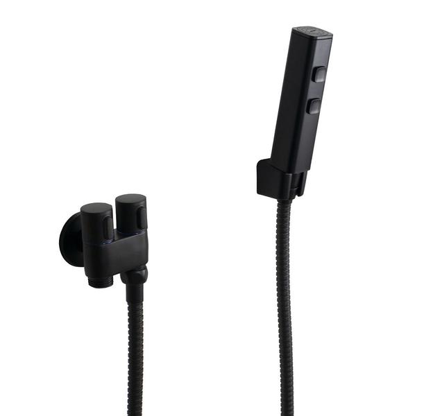 Ducha Higiênica 2 Jatos Preto Fosco ABS com Registro com Derivação - AMG Metais Imagem de Ducha Higiênica 2 Jatos Preto Fosco ABS com Registro com Derivação