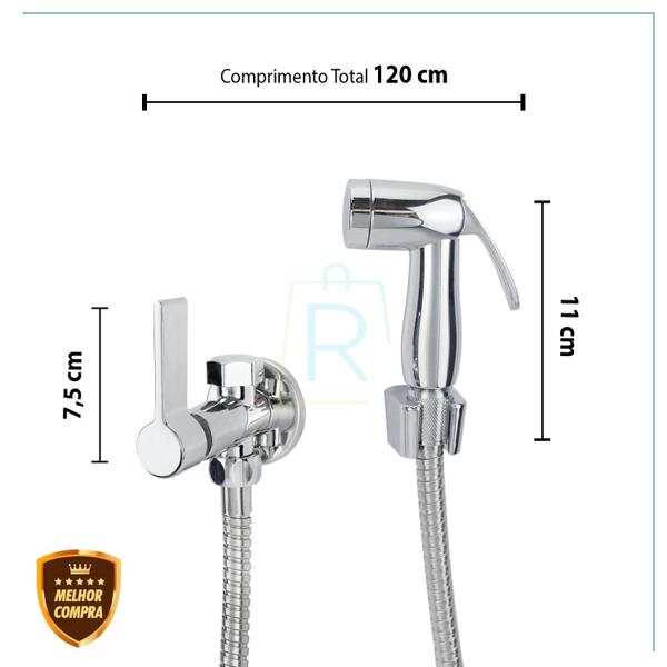 Imagem de Ducha Higiênica C/ Derivação Resistente Abs Cromada C-70