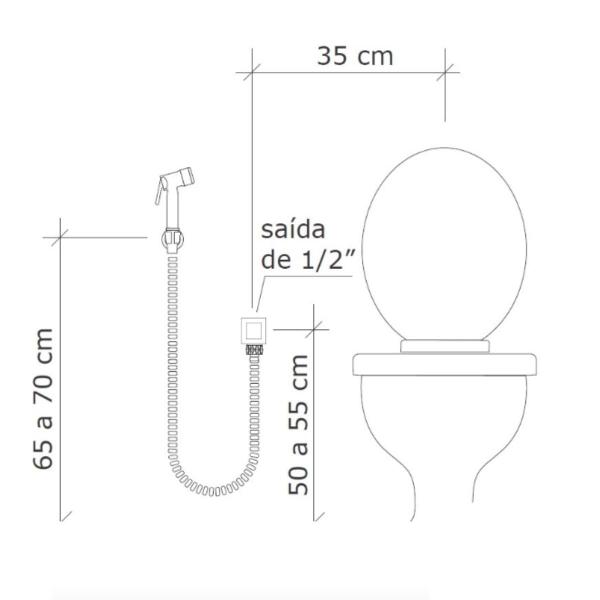 Imagem de Ducha Higienica Chuveirinho Banheiro  Quadrada 1/4 de volta Completa