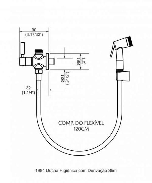 Imagem de Ducha Higiênica Com Derivação Dn15 Slim Cromado Perflex