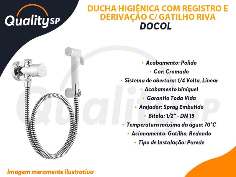 Imagem de Ducha Higiênica Com Registro e Derivação Docol Riva Com Gatilho 454606