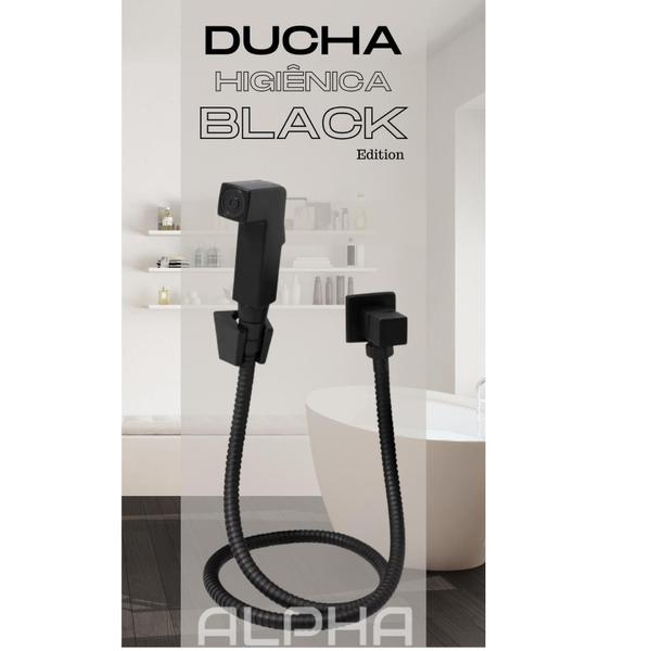 Imagem de Ducha Higiênica Completa Quadrado Preto Fosco Black Edition