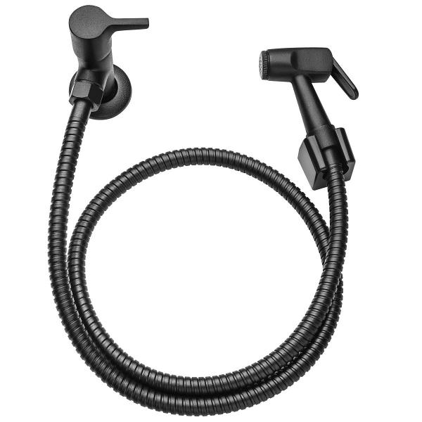 Ducha Higiênica Completa Redonda Preto Fosco Black Kelly - KELLY METAIS Imagem de Ducha Higiênica Completa Redonda Preto Fosco Black Kelly