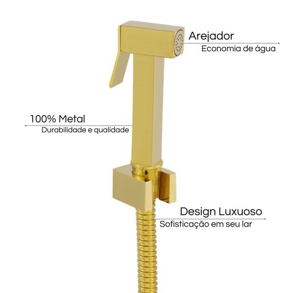 Imagem de Ducha Higiênica Dourado Gold Ouro de Metal Para Banheiro Lavabo Engate 1,20m Super Luxo