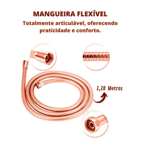 Imagem de Ducha Higienica Fit Rose Gold com Gatilho ABS - 1/4 de Volta 78917 C 100