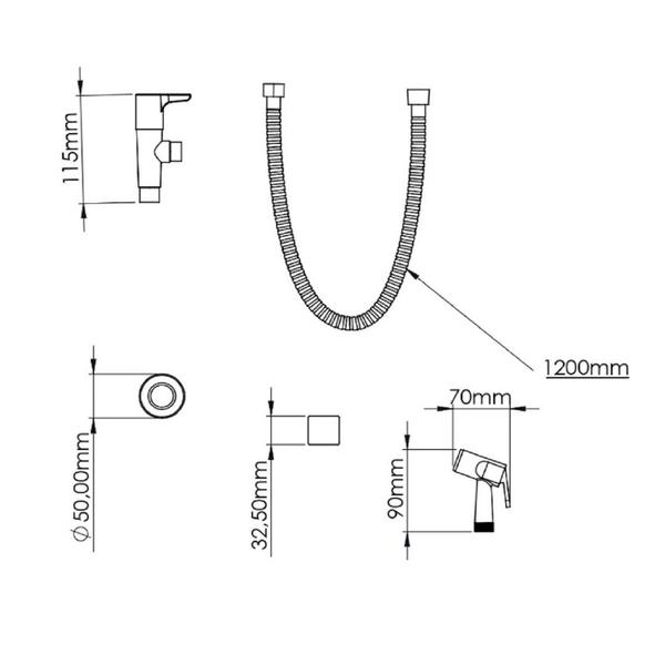 Imagem de Ducha Higienica Flexivel 1,2 M  Cobre MVC Banheiro Kelly