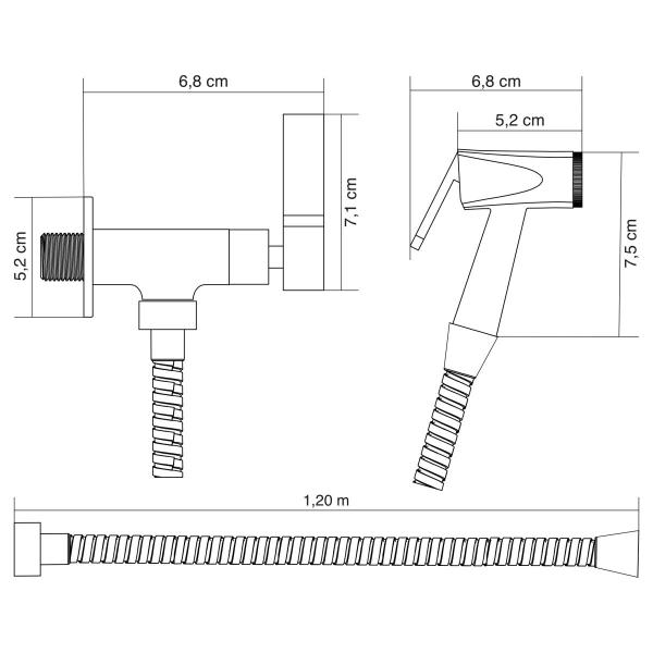 Imagem de Ducha Higiênica Flexível Oliveira 1,20m C-70 1/4 Volta Para Banheiro Em Metal E Inox