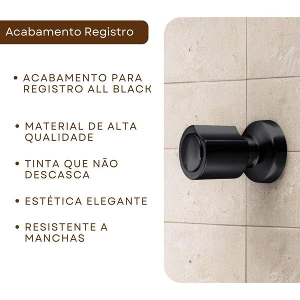 Imagem de Ducha Higiênica Intima Rose Gold ABS 1/4 de volta + Acabamento de Registro C40 Preto