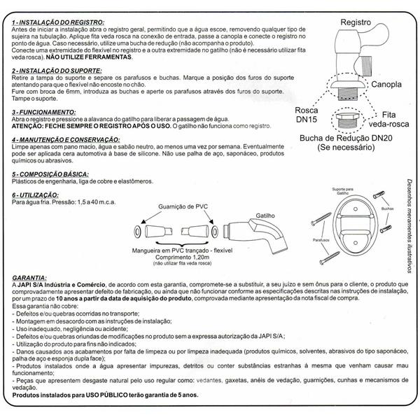 Imagem de Ducha Higiênica Japi Preto ABS Flexível 1,2m 1/4 Volta DHK