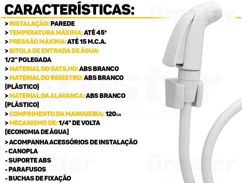 Imagem de Ducha Higiênica Luxo Abs Branco Acionamento 1/4 De Volta Dicasa