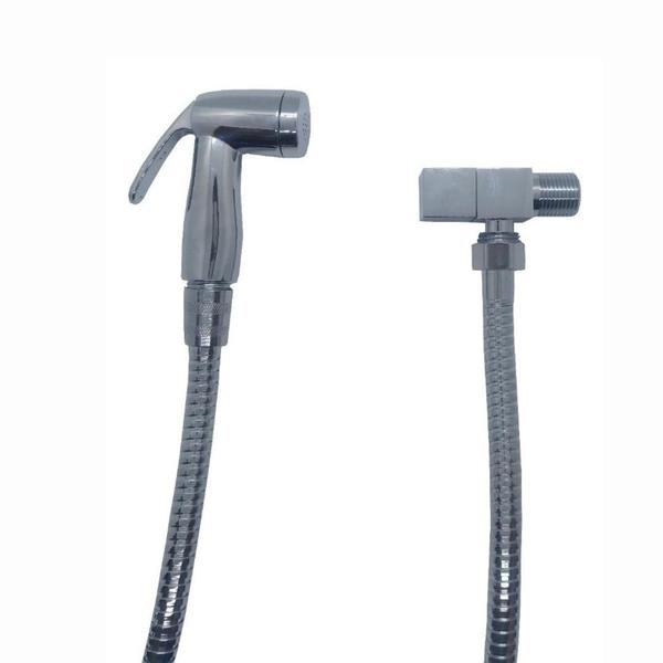 Ducha Higiênica Luxo Acabamento Quadrado Cromado 1/4v 1,8mt - FLUIDA Imagem de Ducha Higiênica Luxo Acabamento Quadrado Cromado 1/4v 1,8mt