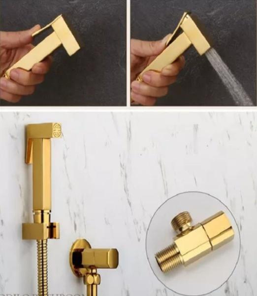 Imagem de Ducha Higiênica Luxo Completa Banheiro Lavabo Dourado 1,5m