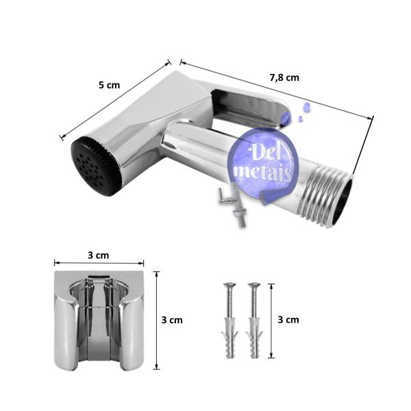 Imagem de Ducha Higiênica Metal Gatilho Mangueira 1,80 Mt Sem Registro Cor:Cromado