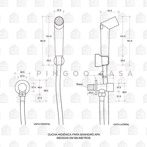 Imagem de Ducha Higiênica Para Banheiro Apa Pingoo.casa - Dourado Rose