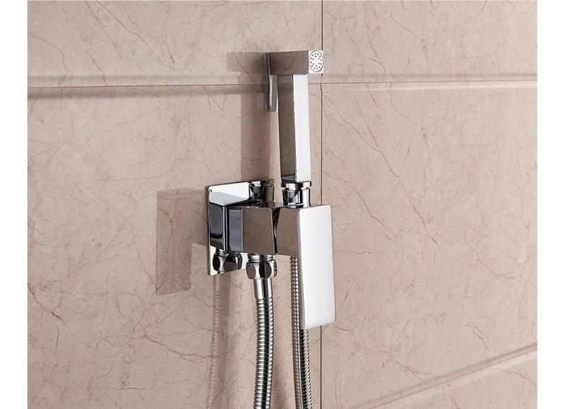 Imagem de Ducha Higiênica Prata Monocomando Completa Banheiro Lavabo