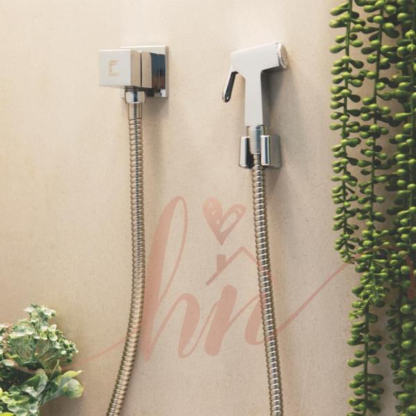 Ducha Higiênica Quadrada Cromada Luxo 1/4 De Volta - Home Neth Imagem de Ducha Higiênica Quadrada Cromada Luxo 1/4 De Volta