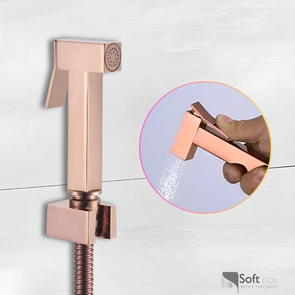 Imagem de Ducha Higiênica Quadrada Metal Rose Gold 1/4v Para Banheiro