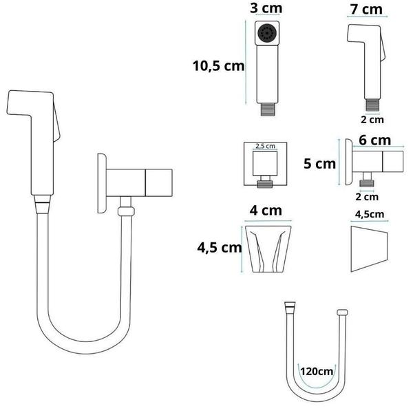 Ducha Higiênica Quadrada Preto Fosco Metal Inox 1/4 De Volta - Shop Ribeiro Imagem de Ducha Higiênica Quadrada Preto Fosco Metal Inox 1/4 De Volta