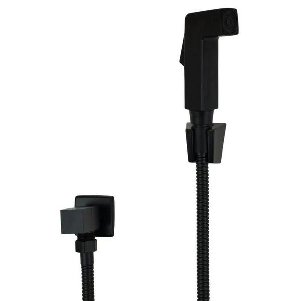 Ducha Higiênica Quadrada Preto Fosco Metal Inox 1/4 De Volta - Shop Ribeiro Imagem de Ducha Higiênica Quadrada Preto Fosco Metal Inox 1/4 De Volta