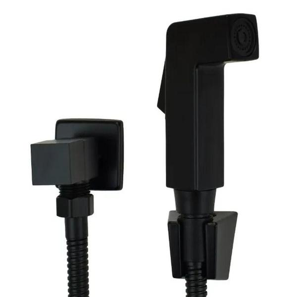Ducha Higiênica Quadrada Preto Fosco Metal Inox 1/4 De Volta - Shop Ribeiro Imagem de Ducha Higiênica Quadrada Preto Fosco Metal Inox 1/4 De Volta