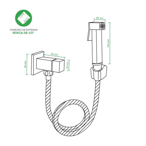 Imagem de Ducha Higiênica Soft Luxo Metal Cromada 1/4 De Volta - Prata