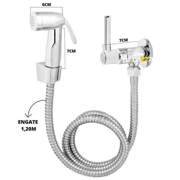 Imagem de Ducha Higienico Chuveirinho Intimo Banheiro Lavabo Abs Cromado 1/4 Volta Engate 1,20