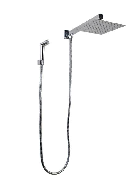 Ducha Inox 20x20 cm com Ducha Manual em ABS com Trava - AMG Metais Imagem de Ducha Inox 20x20 cm com Ducha Manual em ABS com Trava