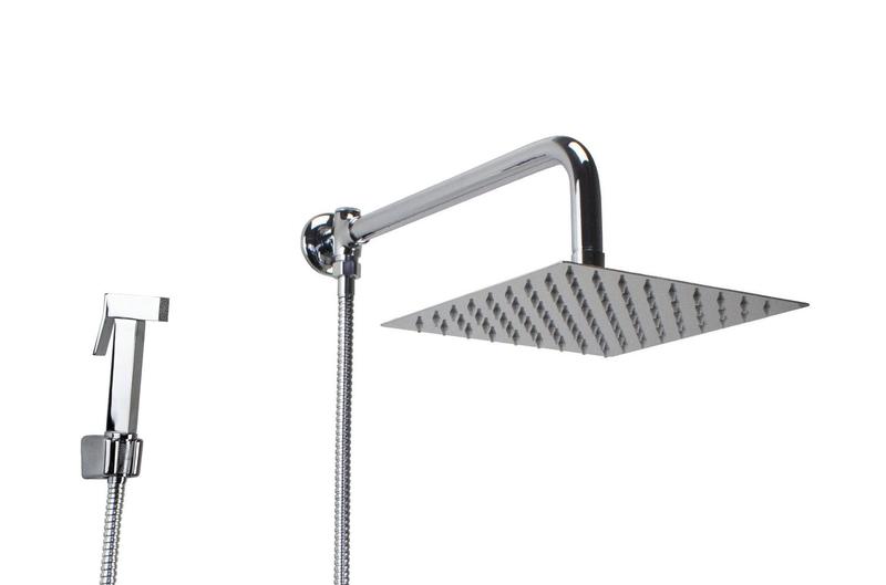 Ducha Inox 304 20 cm com Desviador e Ducha Manual em Metal - AMG Metais Imagem de Ducha Inox 304 20 cm com Desviador e Ducha Manual em Metal