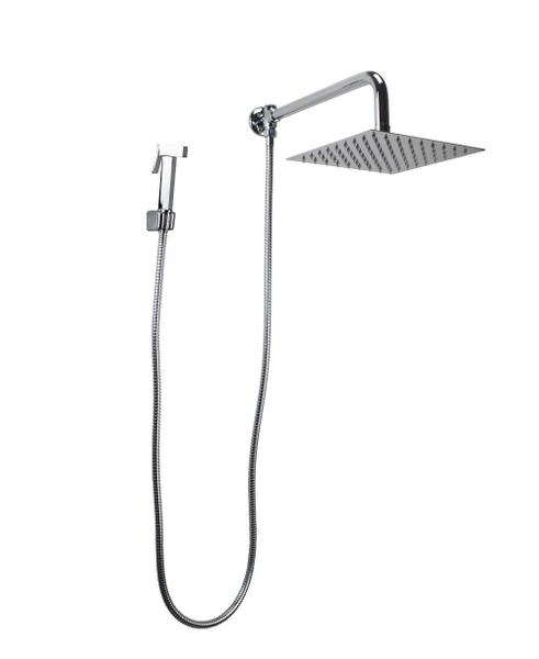 Ducha Inox 304 20 cm com Desviador e Ducha Manual em Metal - AMG Metais Imagem de Ducha Inox 304 20 cm com Desviador e Ducha Manual em Metal