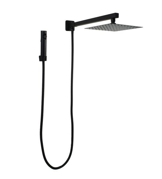 Ducha Inox 304 20 cm Preta c/ Desviador e Ducha de Mão ABS - AMG Metais Imagem de Ducha Inox 304 20 cm Preta c/ Desviador e Ducha de Mão ABS