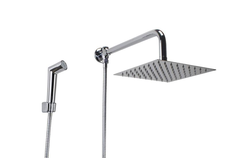 Imagem de Ducha Inox 304 20x20 cm c/ Ducha Manual ABS com Trava