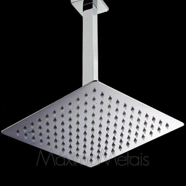 Imagem de Ducha Inox Quadrada 30X30 Cm Teto Cromada Braço Quadrado Pex